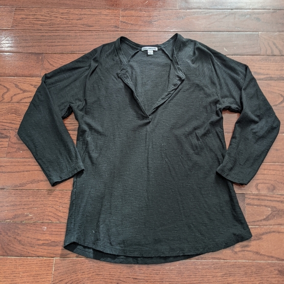 James Perse Split Neck Open Collar Raglan T-Shirt with 3/4 length… - Picture 2 of 10